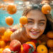 Fresh oranges floating in water, rich in Vitamin C for immunity and skin health